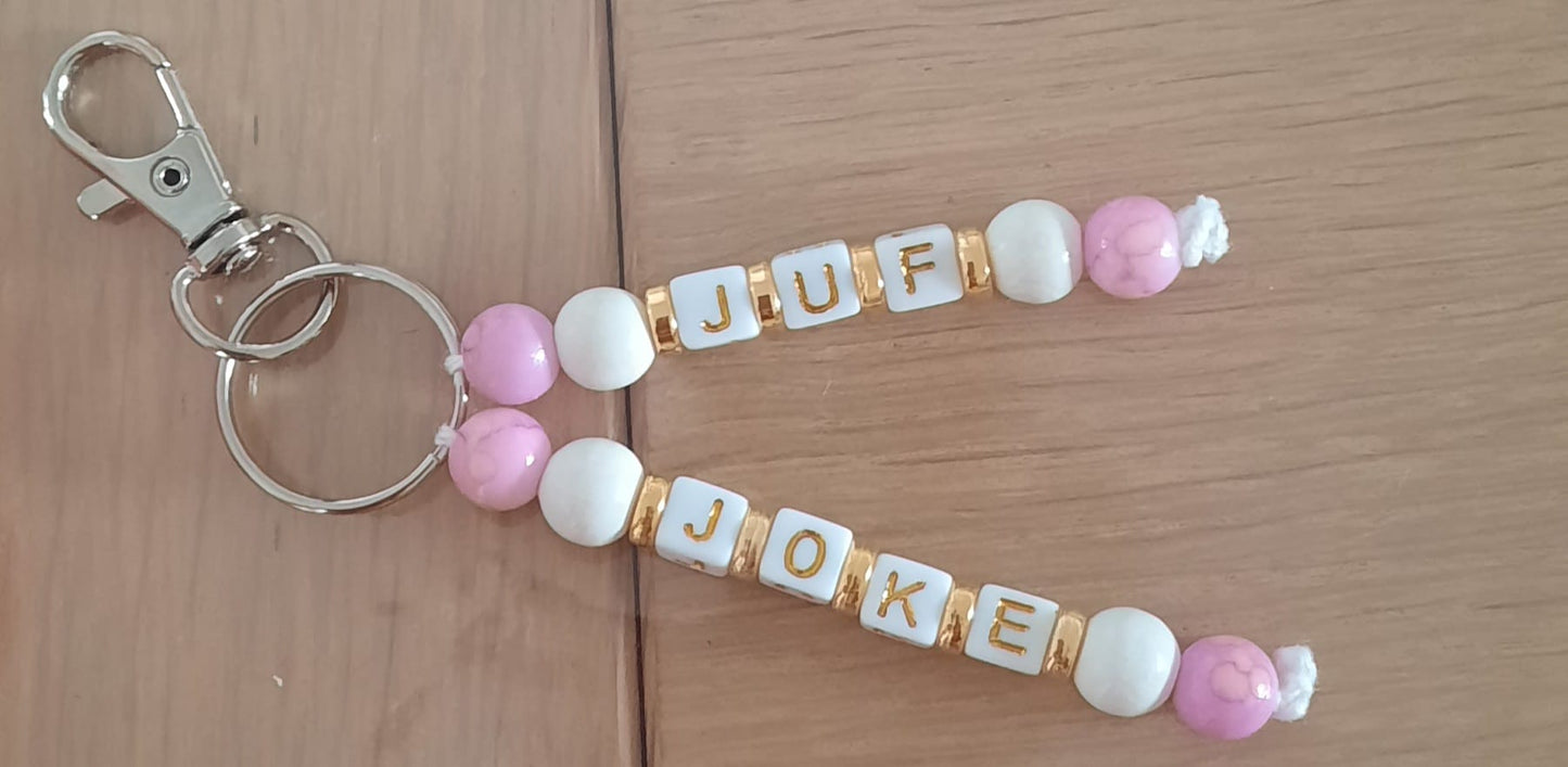 Sleutelhangers voor juf of meester , kan ook met naam