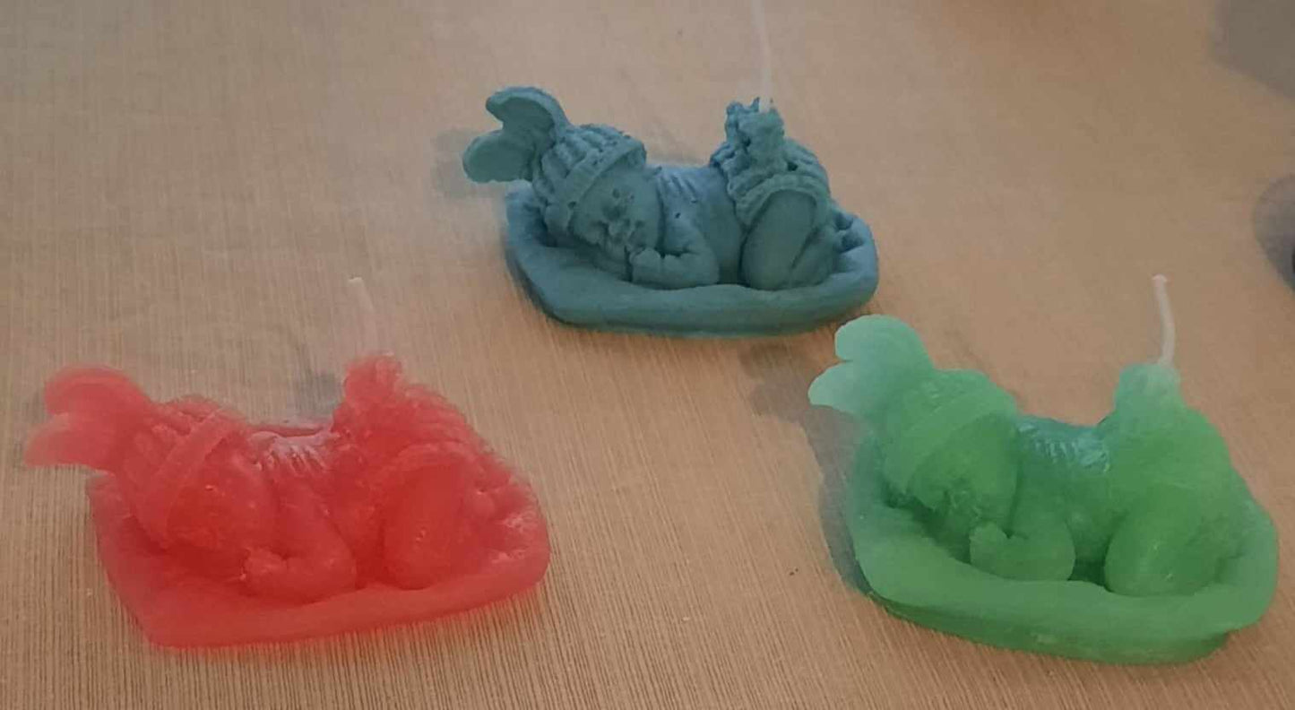 Geurkaars Baby met konijnen oortjes 8cm