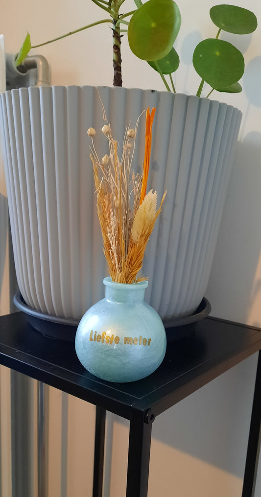 Bol vaastje met droogbloemen liefste meter
