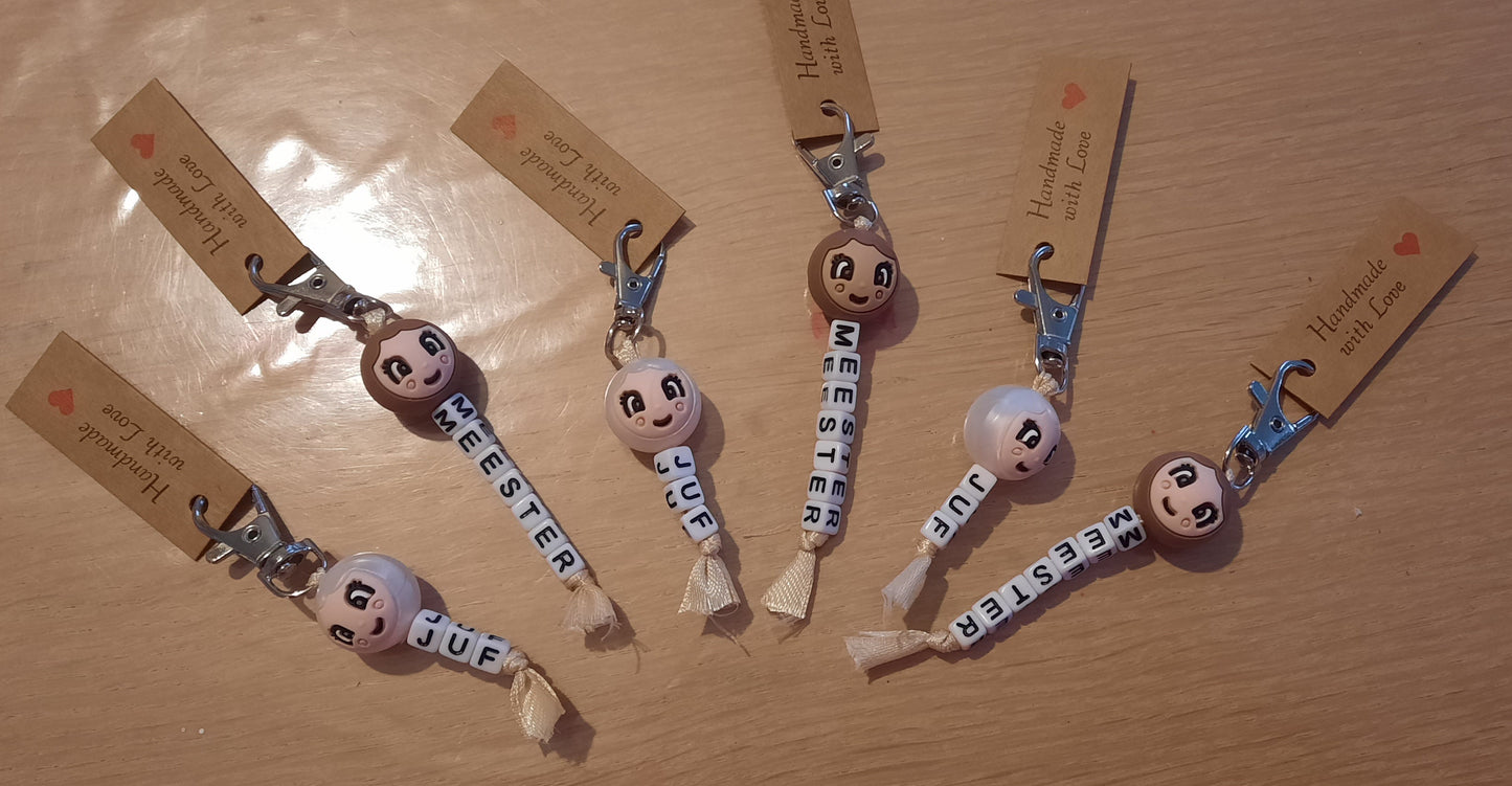 Sleutelhangers juf of meester